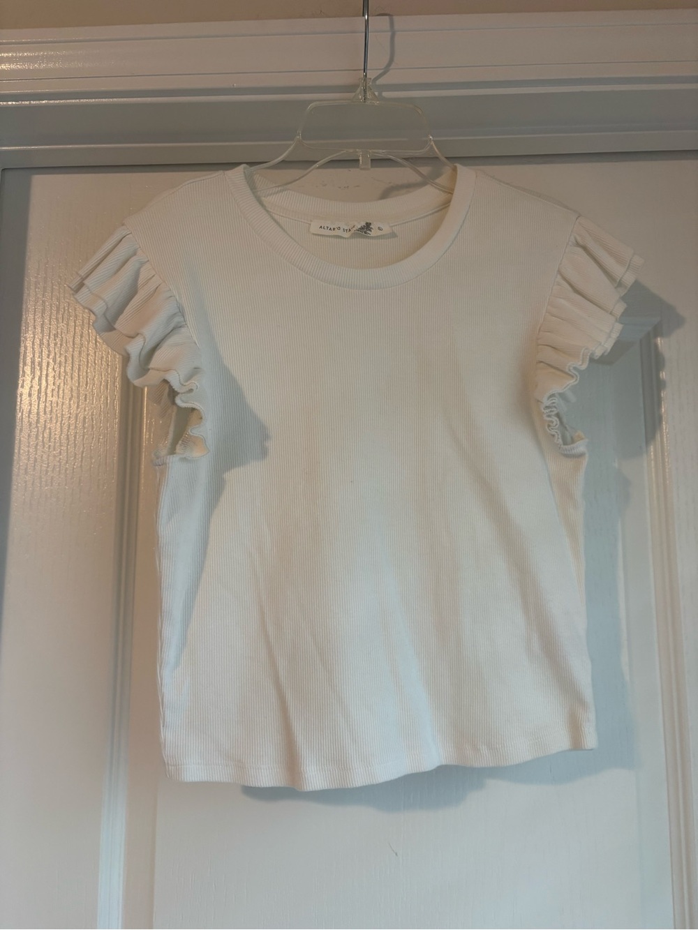 Altar'd State Cream Ribbed Crewneck Tank with Subtle Texture